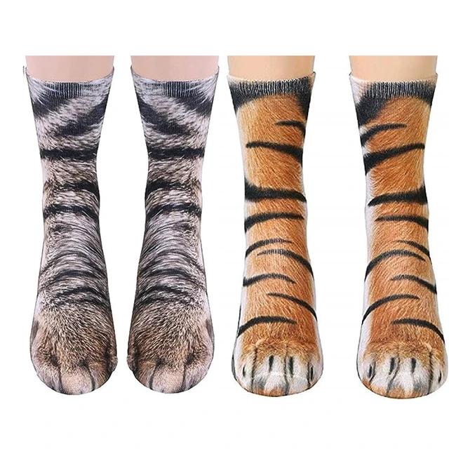 2 Pair 3D Animal Paws Socks Funny Christmas Gift Stocking Stuffers