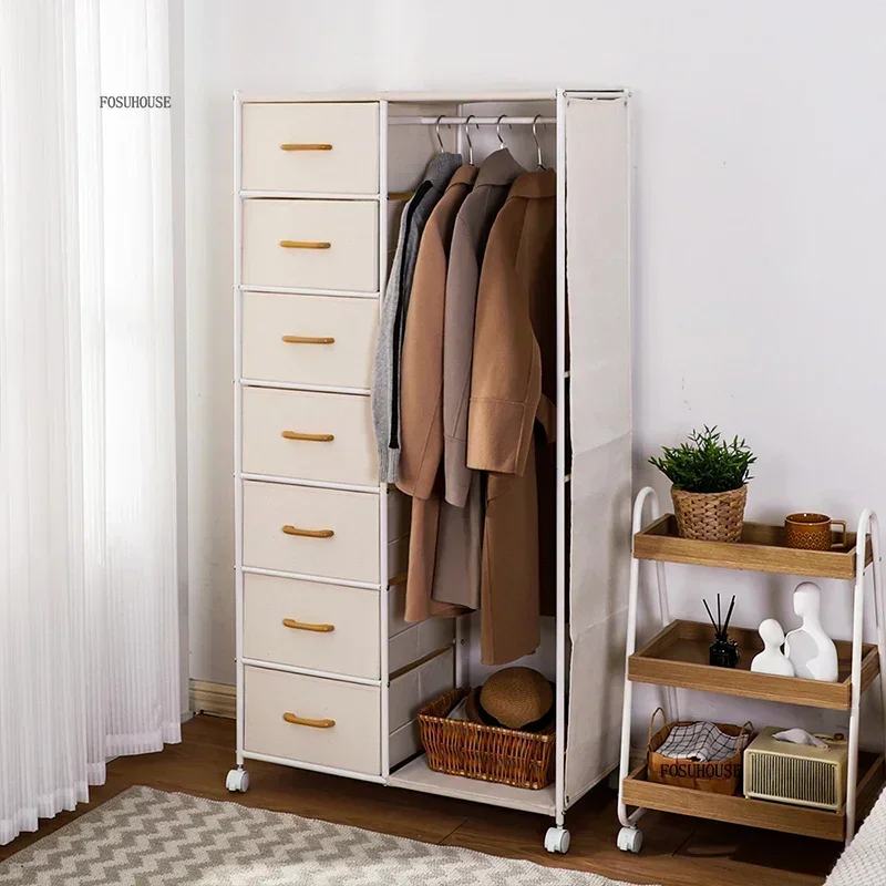 ארון בגדים מודרני יוקרתי לבית חדר שינה ארון בגדים מגירת אחסון נעילה משולבת ארון בגדים נייד מעמד למעילים נייד