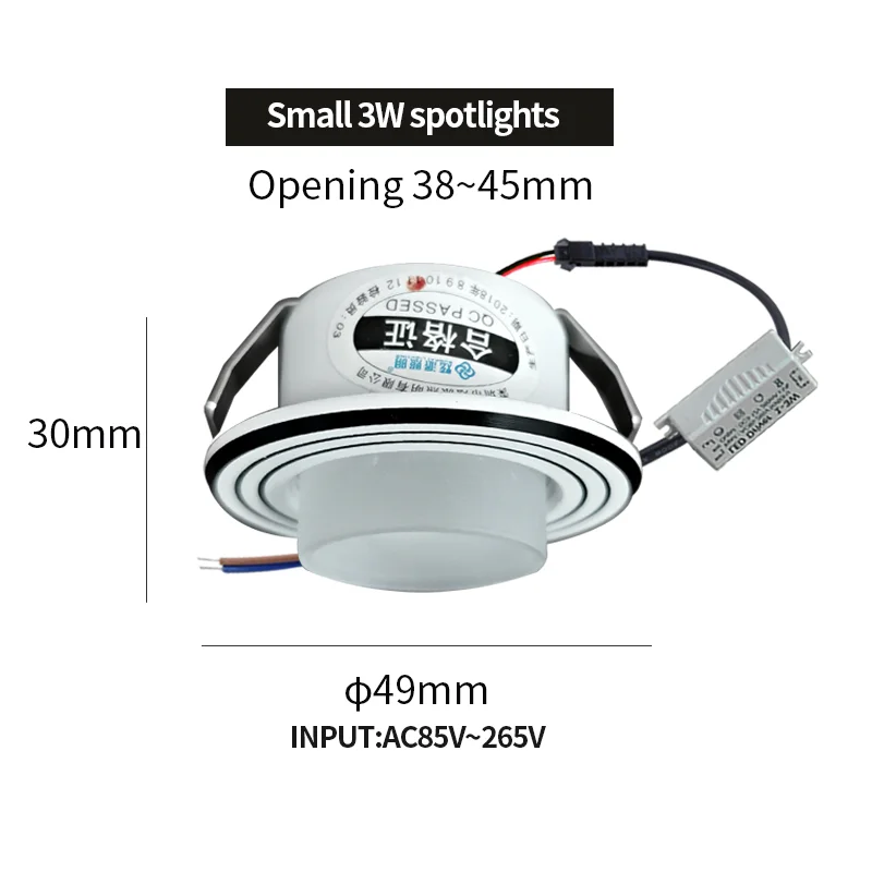 매립형 미니 스포트라이트, 드라이버 세트 내장 장식 소형 다운라이트, LED 천장 조명, 1W, 3W, 110 V, 220V, 40mm 구멍