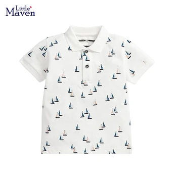 Little maven 2025 Polo per ragazzi Magliette per bambini Estate Polo per bambini per la scuola Colori bianco solido Abbigliamento casual per ragazzi 1