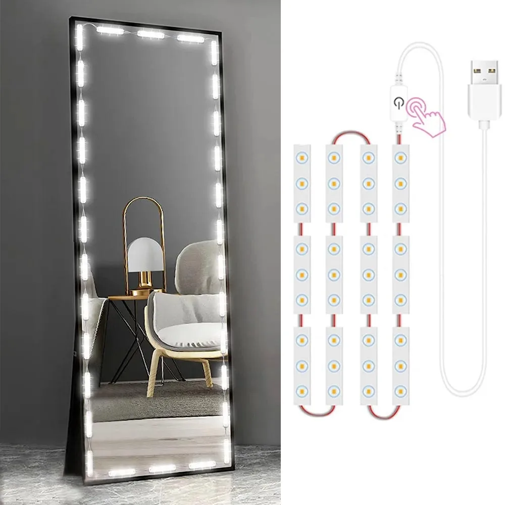 Description Picture 2 of item42 LED 5V USB LED Light Vanity Dimmable Mirror Lamp Touch Switch Dimmable Mirror Lamps For Makeup Table Bedroom Cabinet Lights