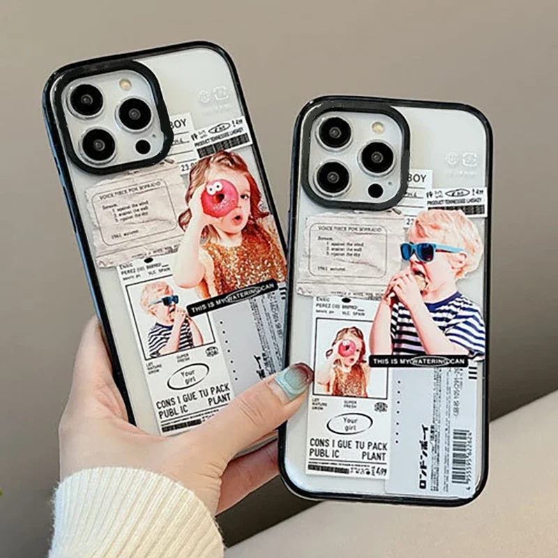 

Upgrade Acrylic Border Boy Girl Phone Case Cover for IPhone 11 12 13 14 15 Pro Max Case for IPhone 15 Pro Max