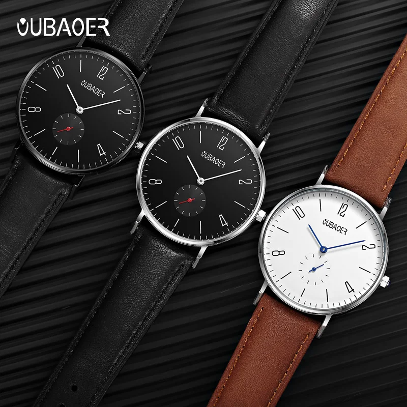 40mm New OUBAOER Men's Quartz Watches Sapphire Luxury Chronograph Stainless Steel Waterproof Men's Watch Relogio Masculino