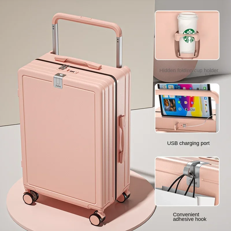 

Многофункциональный Дорожный чемодан большой емкости на колесиках, 20-дюймовый чемодан на молнии, 26-дюймовый чемодан с USB-портом для зарядки