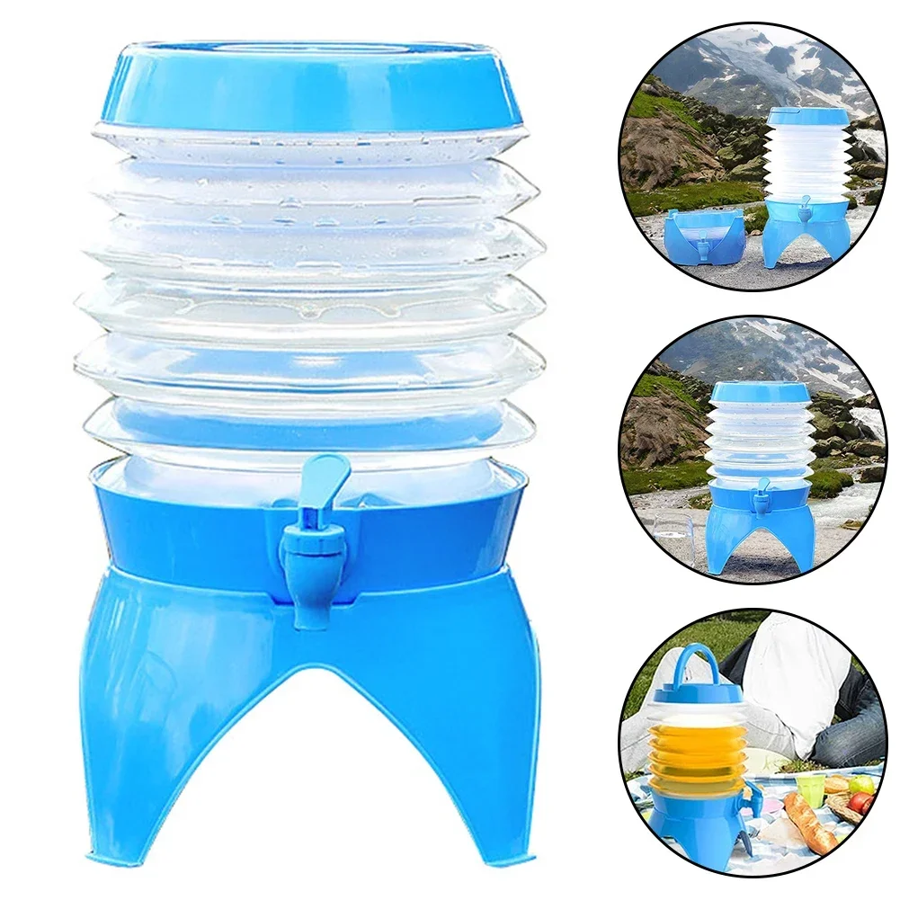 Plastic Beverage Machine With Faucet And Stand Suitable For Picnic Barbecue Outdoor Can Be Collapsed Portable Drinks Dispenser
