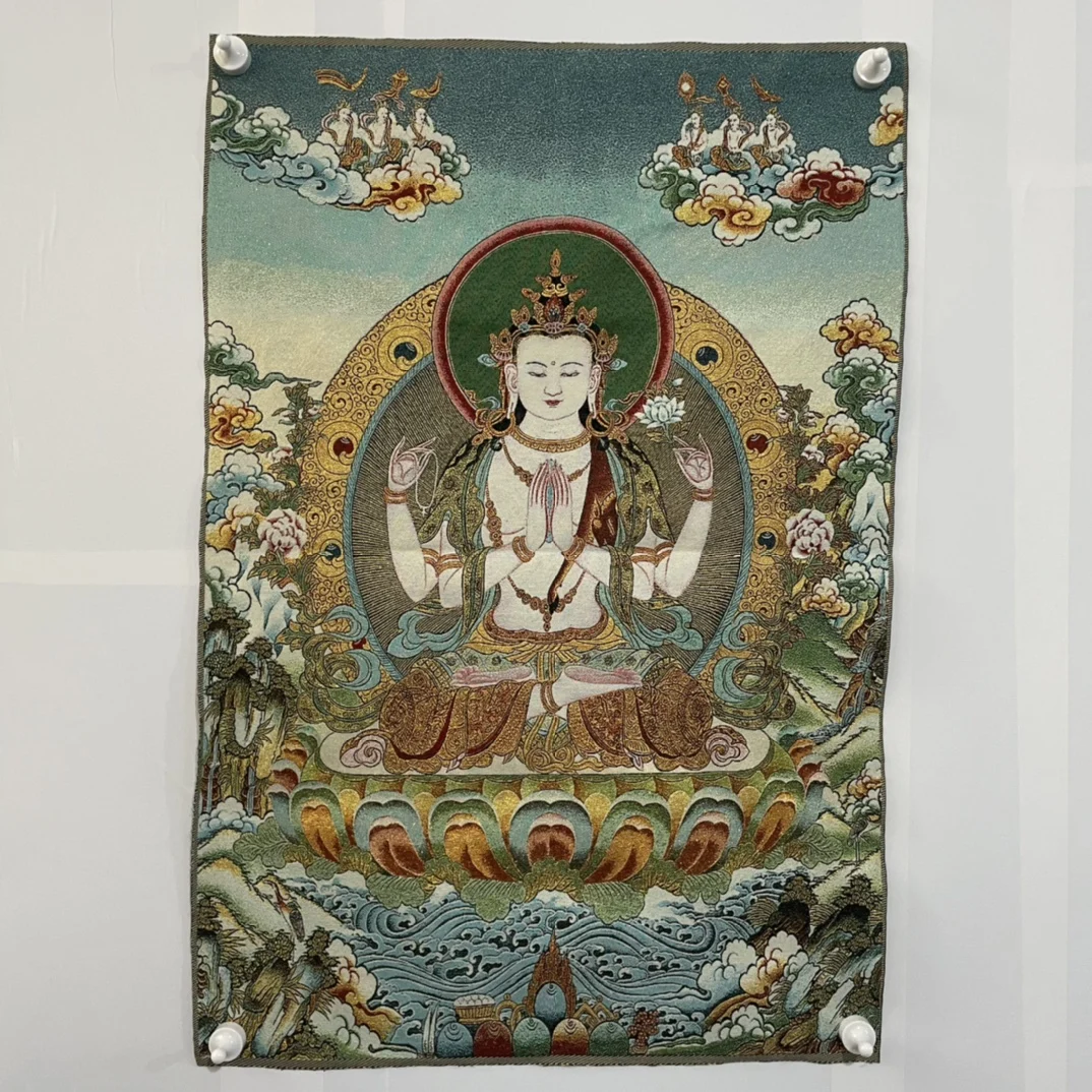 

Free Delivery China Elaborate Silk Embroidery Luck“Bodhisattva Buddha”Geomantic Thangka Painting Mural Household Decoration#133