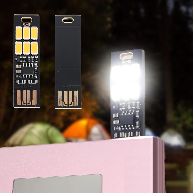 LED Light Night Light Mini Night Light Mini LED Light Portable USB Card Light Mini LED Lights 6 LED Keychain Night Light 1W 5V Dimming Pocket Card USB Lights