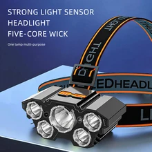 

Usb Rechargeable Built-In Battery 5 Led Strong Headlight Super Bright Head Mounted Flashlight Outdoor Rechargeable Night Fishing