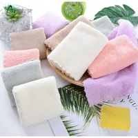 Candy Color Coral Velvet Kindergarten Square Children's Washing Hands Cleansing Soft Small Towel Hook Up Handkerchief 25*25cm 2