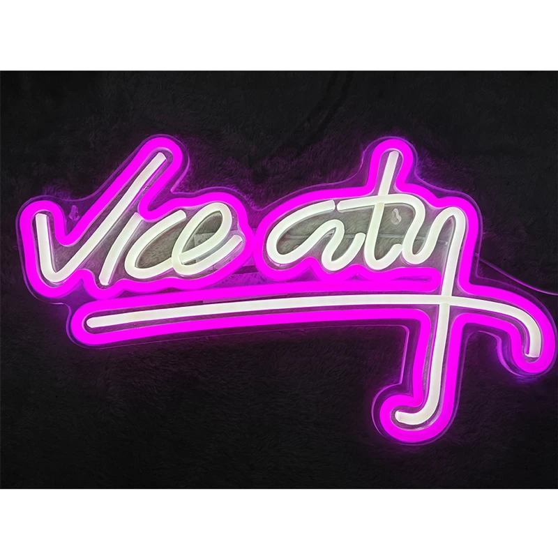Vice City ネオンサイン 壁装飾用 USB 電源 LED ネオンライト