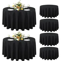 6 Pack Round Tablecloth 108 Inch Black, Stain and Wrinkle Resistant Table Cloth - Washable Polyester Table Cover 1