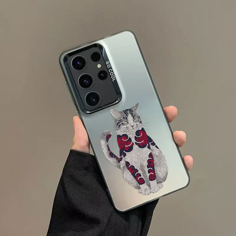 Vibrant Japan Cat Design Shockproof Laser Phone Case