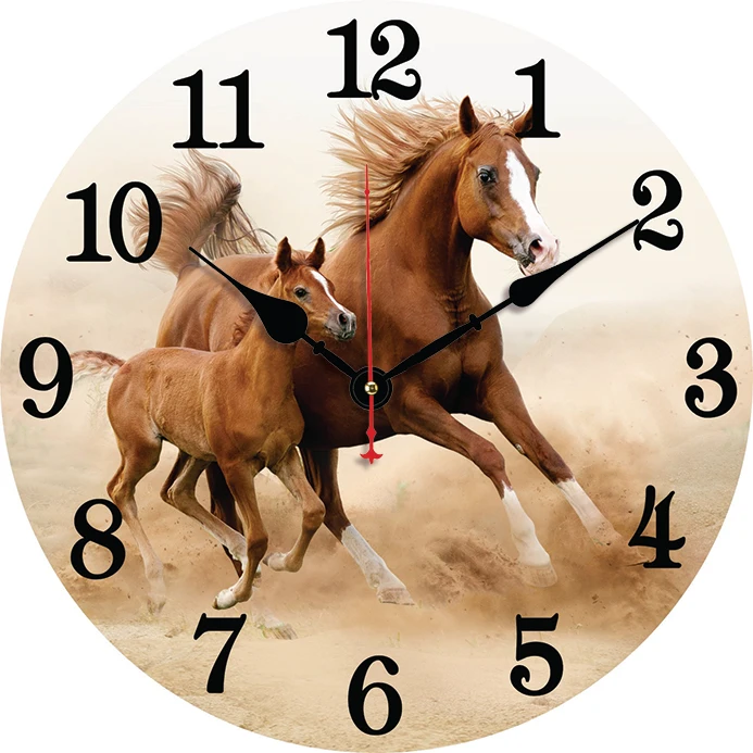 Runing Brown Horses Wall Clock