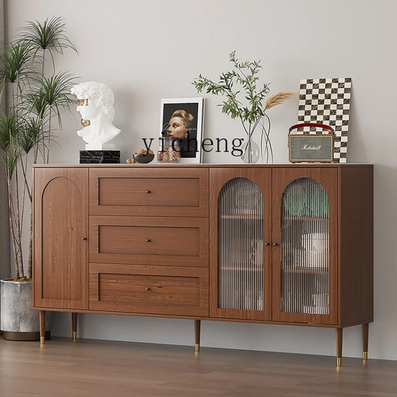 

ZK Solid Wood Sideboard Integrated Wall Kitchen Storage Cabinet Living Room Entrance Storage Cabinet Wine Cabinet