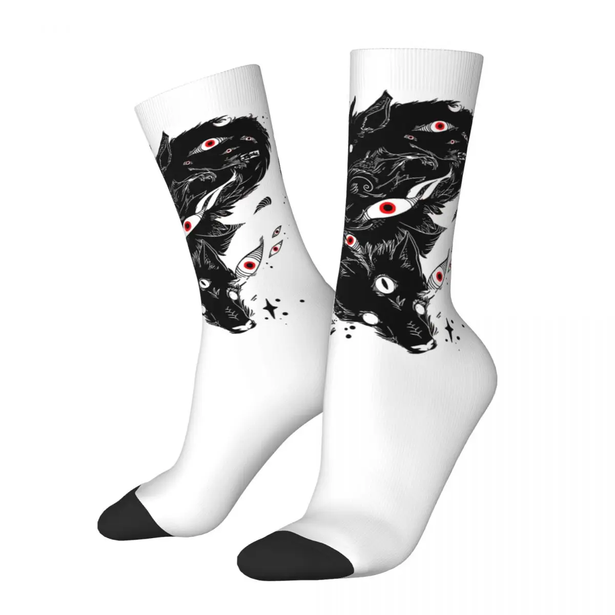 

Wild Wolves With Many Eyes Crazy Men's compression Socks Unisex Goth Harajuku Seamless Printed Funny Novelty Happy Crew Sock