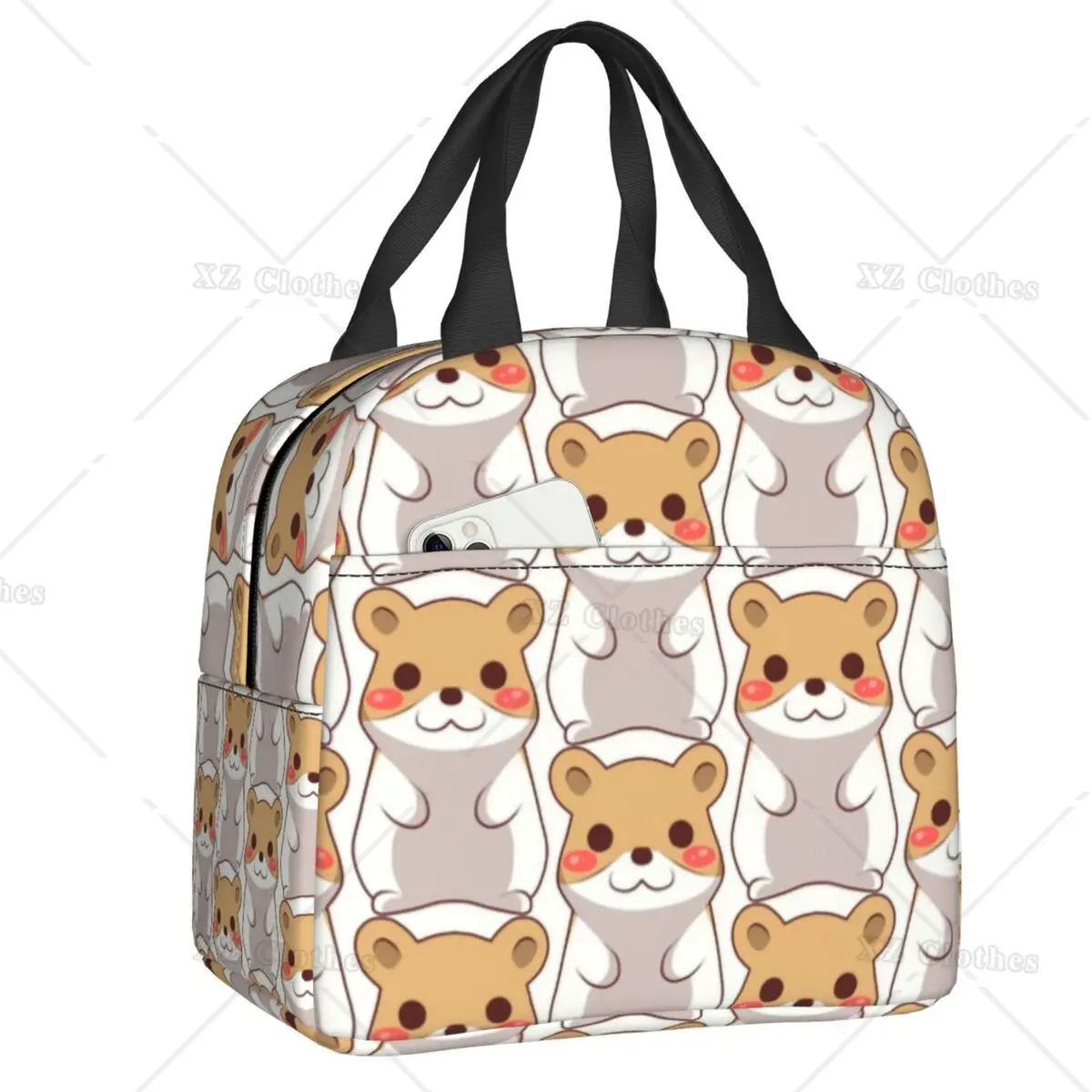 

Funny Hamster Pet Insulated Lunch Bags for Women Men Kids Cartoon Portable Cooler Thermal Bento Box for Picnic Trip School Work