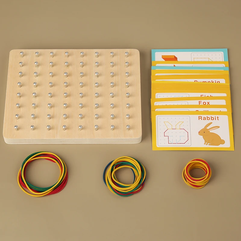 Wooden Toys Montessori  Educational toys Learning Activities Toy of Small Nail Board  Preschool Fine Material,Christmas Gift 5