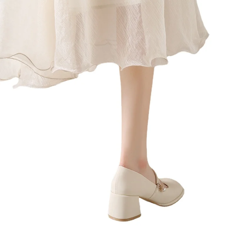 Ladies Shoes on Sale 2024 Closed Toe NEW  Women's High Heels Outdoor Elegant High Heels Square Heel Round Toe Shoes Female New