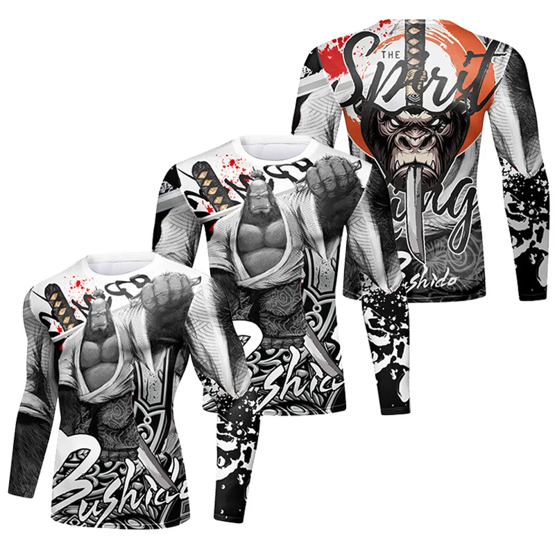 MMA Rashguard Men Kimono Jiu Jitsu T-shirt New 3D Print Bjj Kickboxing MMA Compression T-Shirts Muay Thai Boxeo Fighting Tees