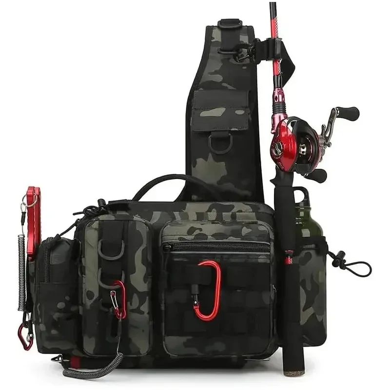 Sac pêche grande capacité 3 en 1 épaule ceinture bandoulière - Sac rangement cannes boîte appâts