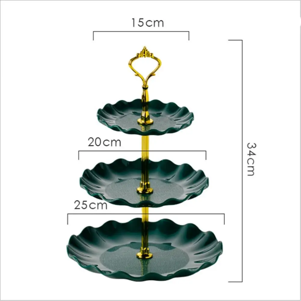 3 Tier Plastic Round Serving Trays Cake Stand Cupcake Holder Fruits Dessert Display Plate Dishes Tableware Party Festival