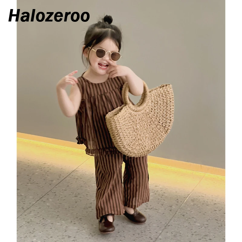 

Summer Baby Girls Clothing Sets Children Shirt Toddler Long Pants Kids Cotton Suit Clothes Trousers Brown Pants Fashion Blouse