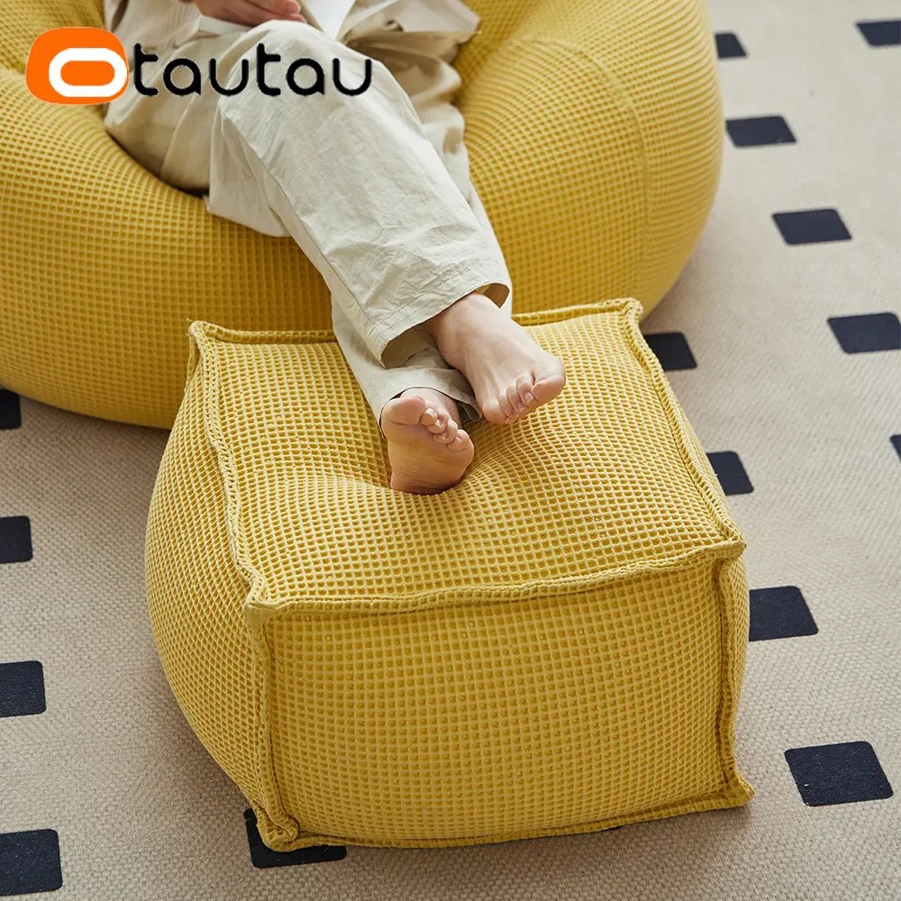 OTAUTAUBig100PureCottonWaffleBeanbagStoolOttomanwithFilling