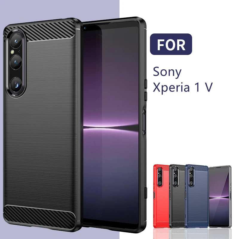 Per Sony Xperia 1 V Custodia Cover Sony Xperia 1 V Capas Nuovo Paraurti Antiurto In Fibra Di Carbonio Posteriore Tpu Morbido Per Fundas Sony Xperia 1 
