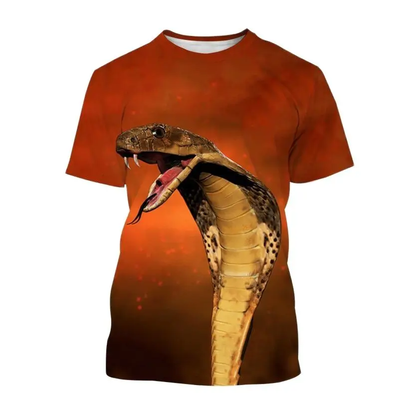 

Summer Men and Women's 3D Snake Print T-shirt, Domineering Casual Quick Drying Short Sleeves, Polyester Fiber.