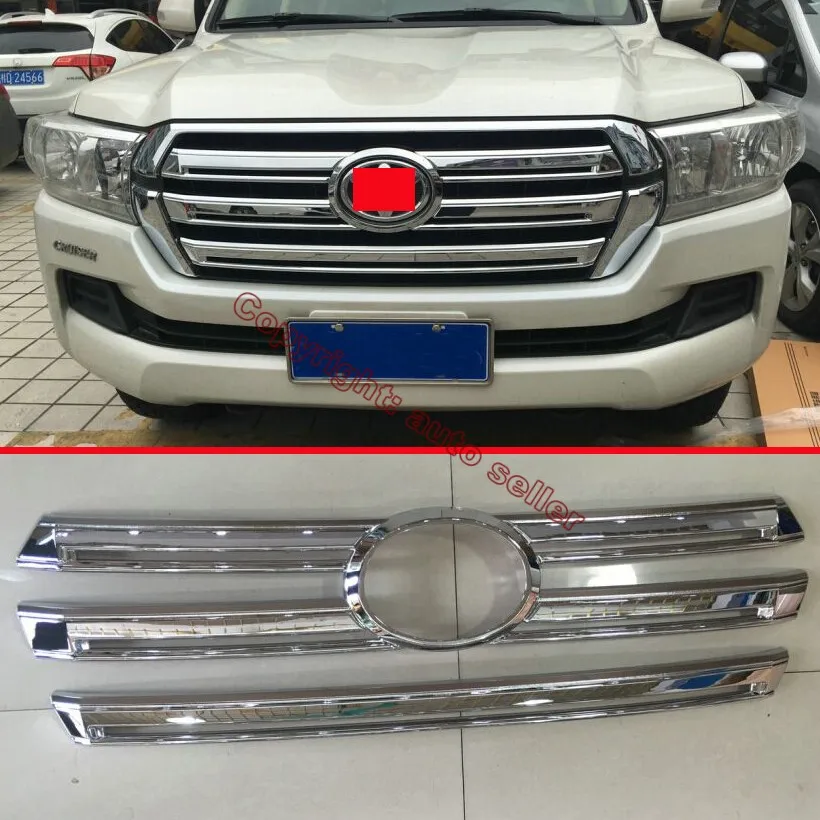 

ABS Chrome Front Grille Cover Trim For Toyota Land Cruiser 2016-2018 Car Accessories Stickers