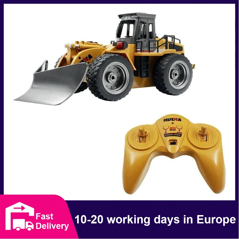 

RC Car 6CH HUINA 1586 Remote Control Engineering Vehicle 1:18 Scale Alloy Casting Snow Plow Electric Toys for Children Gifts Boy