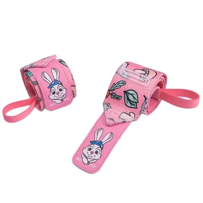 Women Pink Cute Rabbit Wristband for Fitness Elastic Gym Wrist Wraps Pull-up Rowing Train Wrist Support Weightlifting Wristband
