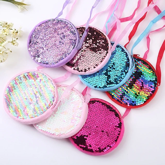 6 Colors Mermaid Tail Shining Sequins KIds Bag，Child Coin Purse， Girls  Crossbody Bags， Sling Card Holder ，Wallet Pouch， Cosmetic bag ，Sequin  Lanyard Bag | Wish