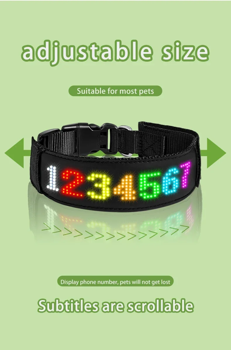Description Picture 5 of itemLED Pet Collar Adjustable Waterproof Luminous Light Up Safety Dog Accessories Collar Programmable App Bluetooth USB Rechargeable