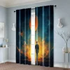 2pcs, Print Curtains 2D print with Man & Youngsters Holding Balloons Versatile Durable Polyester (without rod) Room Decor Ldeal 6