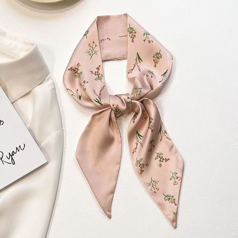 2026 neue Luxus Marke Silk Schal Rote Rose Blume Druck Frauen Schal Tasche Haar Dünne Seide Schals Dame Foulard halstuch – Detail 8