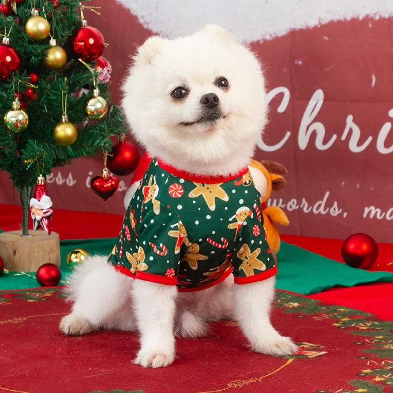 Christmas Dog Clothes For Small Dogs Cute Soft Dog Shirt Fashion Print Puppy Costumes Thin Cat Shirt Pet Pullovers Supplies pet dog shirt