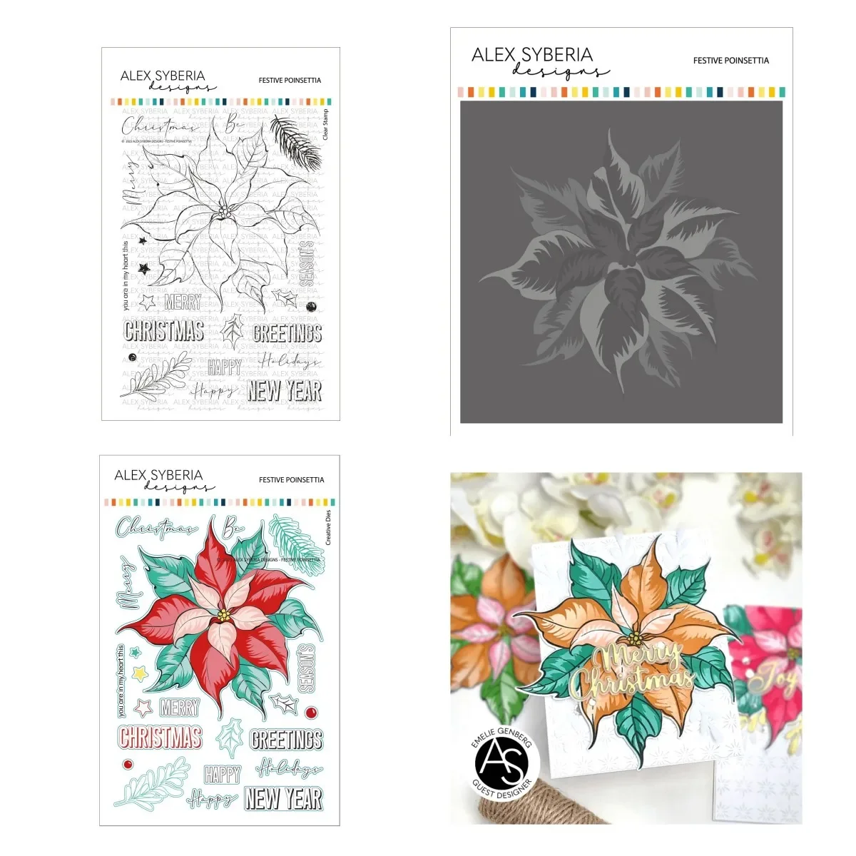

New Christmas Clear Stamps and Metal Cutting Dies Stencil Poinsettia Scrapbook Decoration Template DIY Make Card Album 2023