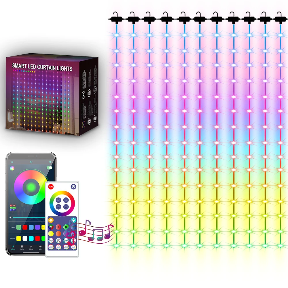 Description Picture 4 of itemNew arrival Intelligent Bluetooth RGB Phantom Curtain Light Decorative Light String DIY Festival Atmosphere Light