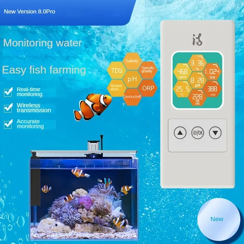 Newly Aquarium water quality detector 8.0/8.0pro ORP/TDS/EC/Salinity/SG/Temp/PH Hydroponics Tuya Version