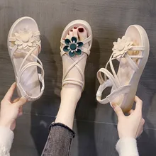 

Flower Sandals Women's Wedge Fairy Style 2021 Summer New Student Fashion All-Match Internet-Famous Platform Platform Roman Shoes