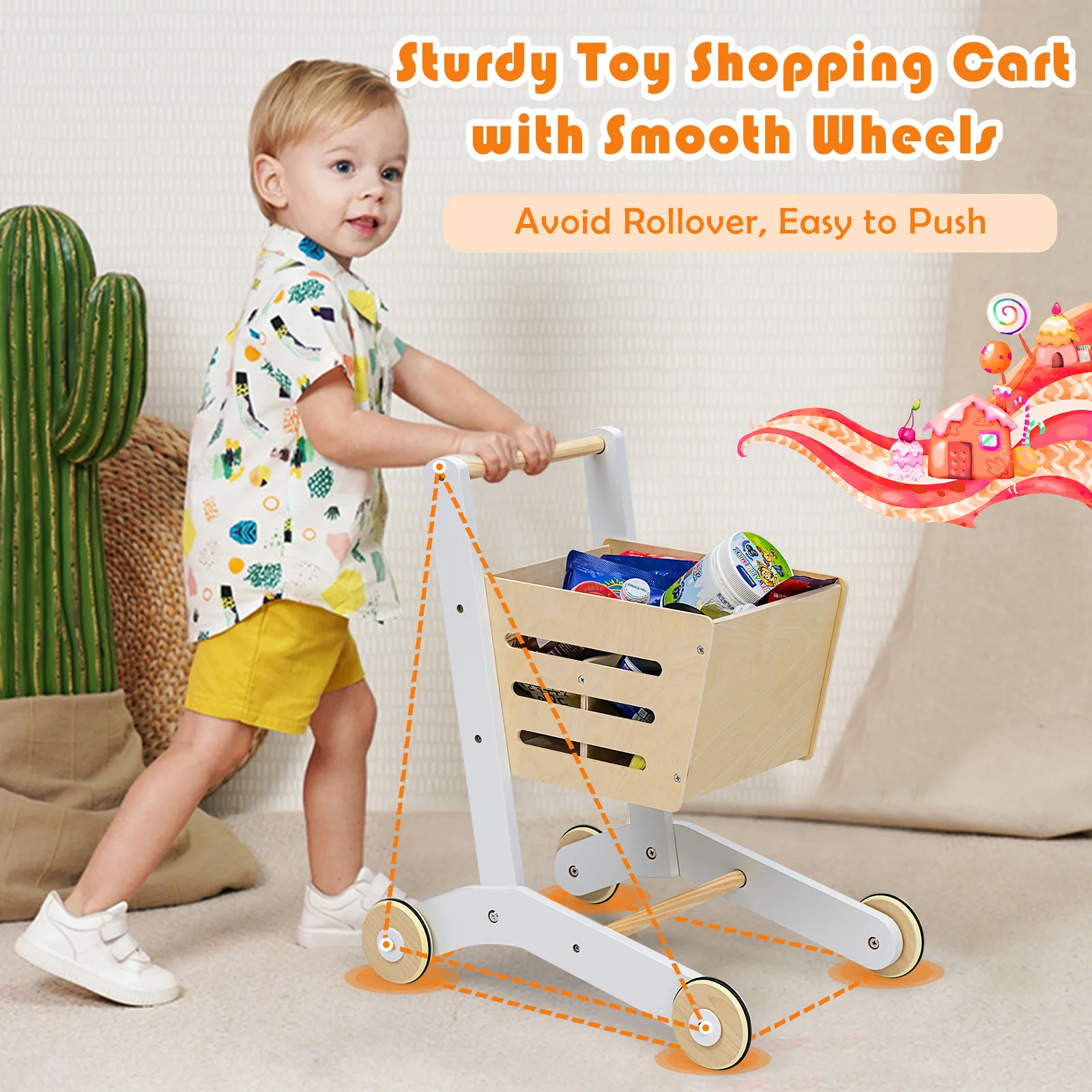 Costway Grocery Store Playset Pretend Play Supermarket Shopping Set with Cart 6