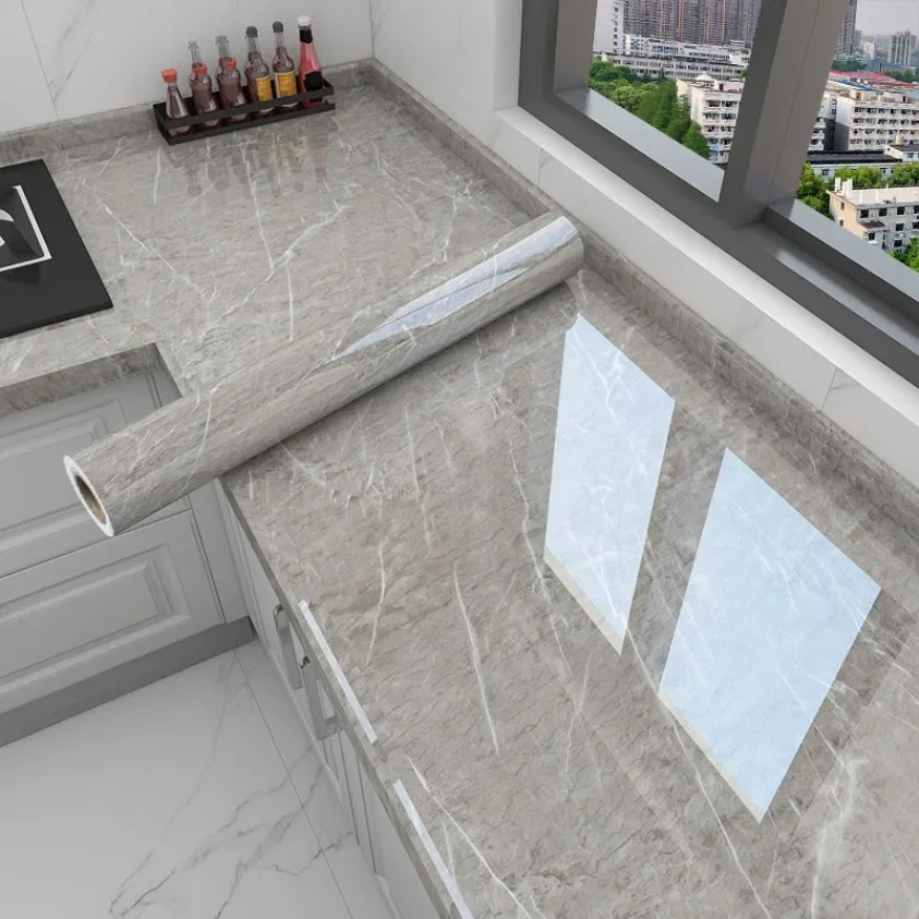 

DIY Contact Paper Kitchen Stickers PVC Self-adhesive Home Decorative Furnitures Renovation Bathroom Waterproof Marble Wallpaper