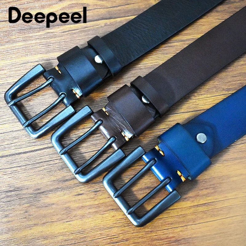 Cintura Uomo In Pelle Bovina Vintage | Fibbia In Lega Larghezza 35 Mm | Regolabile Per Jeans E Completo