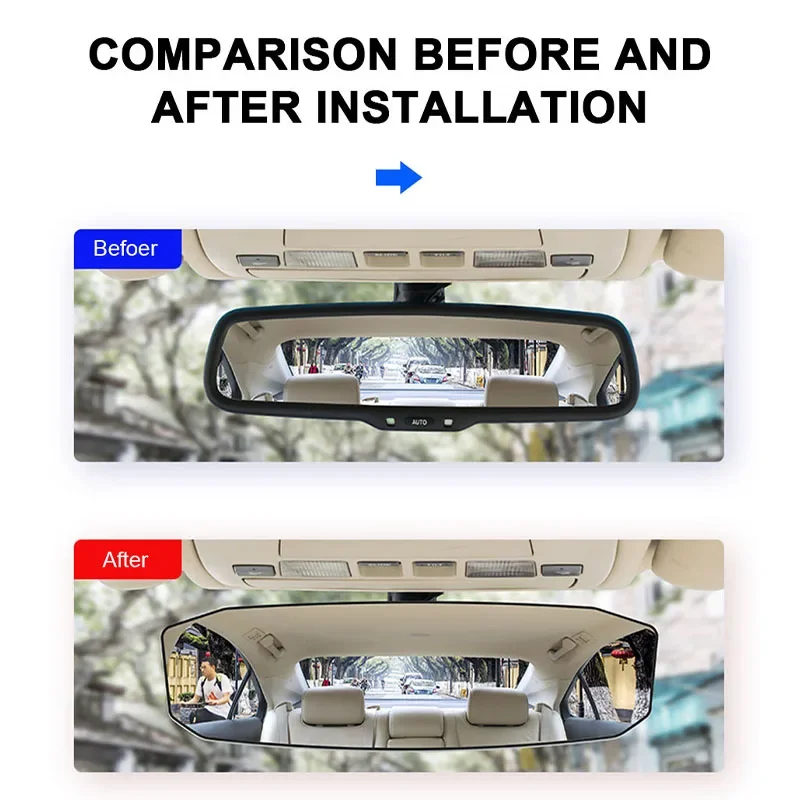 Rear View Mirror Car Reverse Blind Angle Visual Widening Interior Reflective Large Field of View