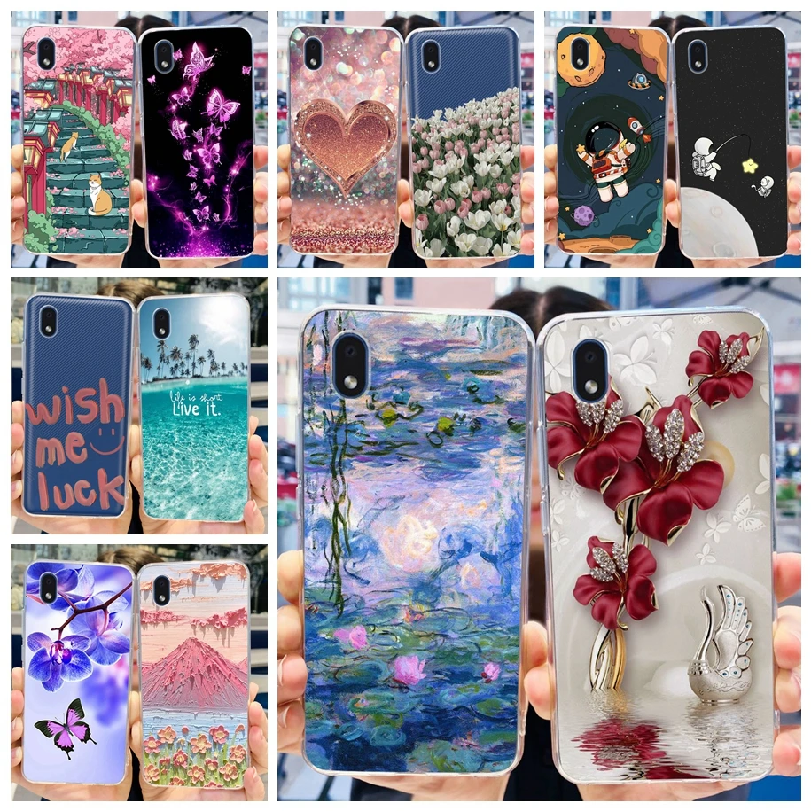 For Samsung Galaxy A01 Core Case A013 SM-A013F Cover Fashion Flower Clear Soft Silicone Bumper For Samsung A01 A 01 A015F Fundas