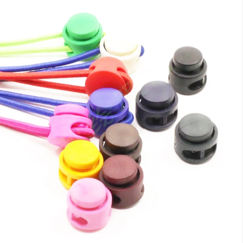 10pcs Round Plastic Toggle Clip Stopper Two holes Cord Lock Stopper Paracord Cord Lock Clamp Shoelace Cord Buckles