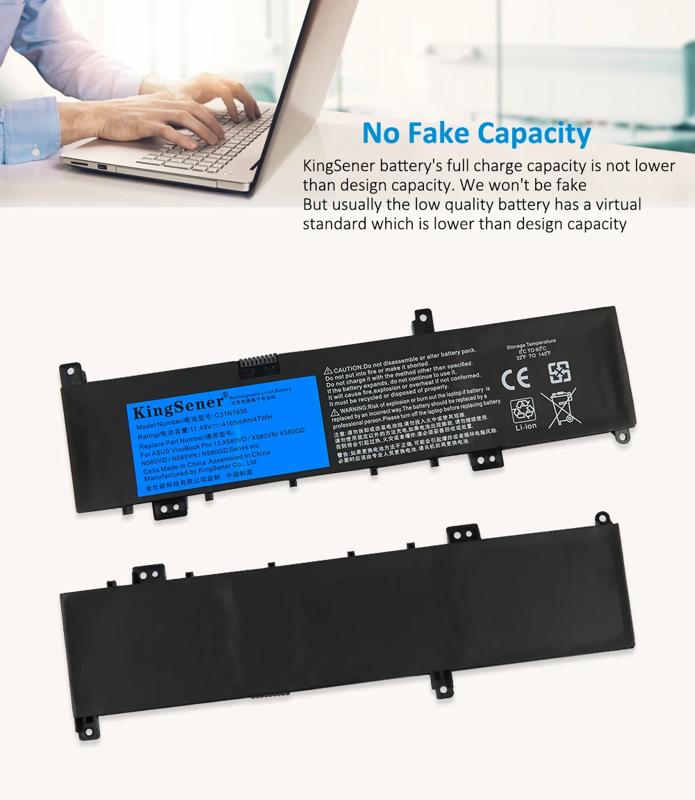 Kingsener C31n1636 Bateria do Portátil para Asus N580vn N580vd Nx580v X580v X580vn Nx580vd7300 Nx580vd7700 Series Ferramentas Gratuitas - Imagem 3