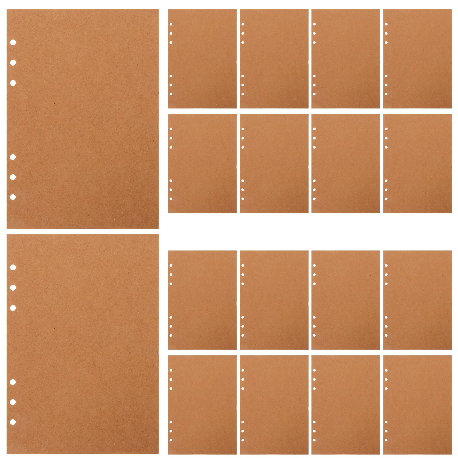 60매 크라프트 종이 노트 리필 용지, 두껍고 부드러운 줄지어 있는 노트 용지, 스프링 바인더용, 학생 사무실 일기용