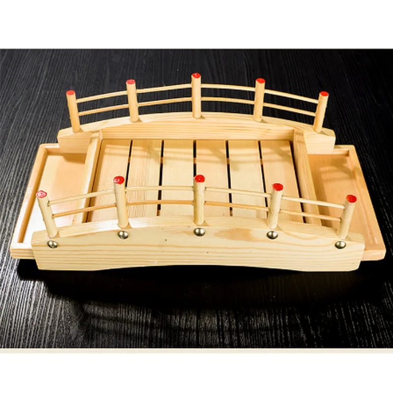 Creative wooden wood Cuisine Sushi Bridge Boats Pine Sashimi plate Platter Tableware Decoration WJ804